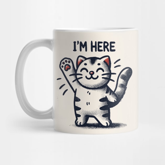 Cat waving I'm here by CreativeSage